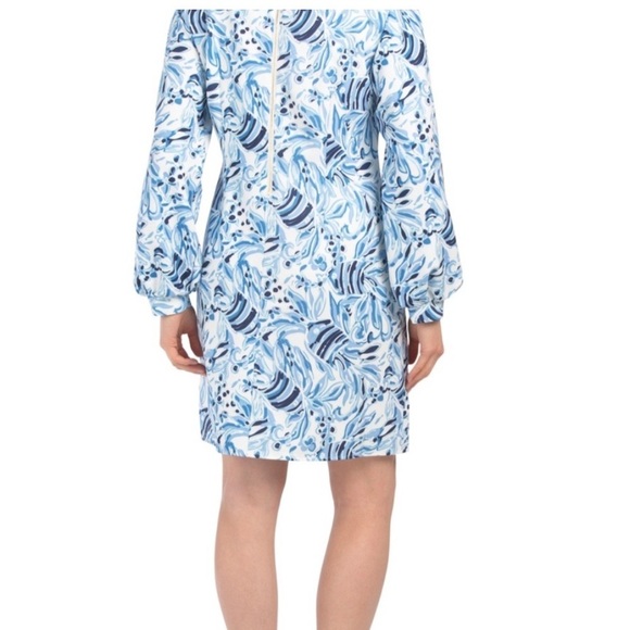 Sail To Sable,Blue/White Sheath Dress, Stretch,Oozes Class,Style,Perfect,Size M - Picture 3 of 13